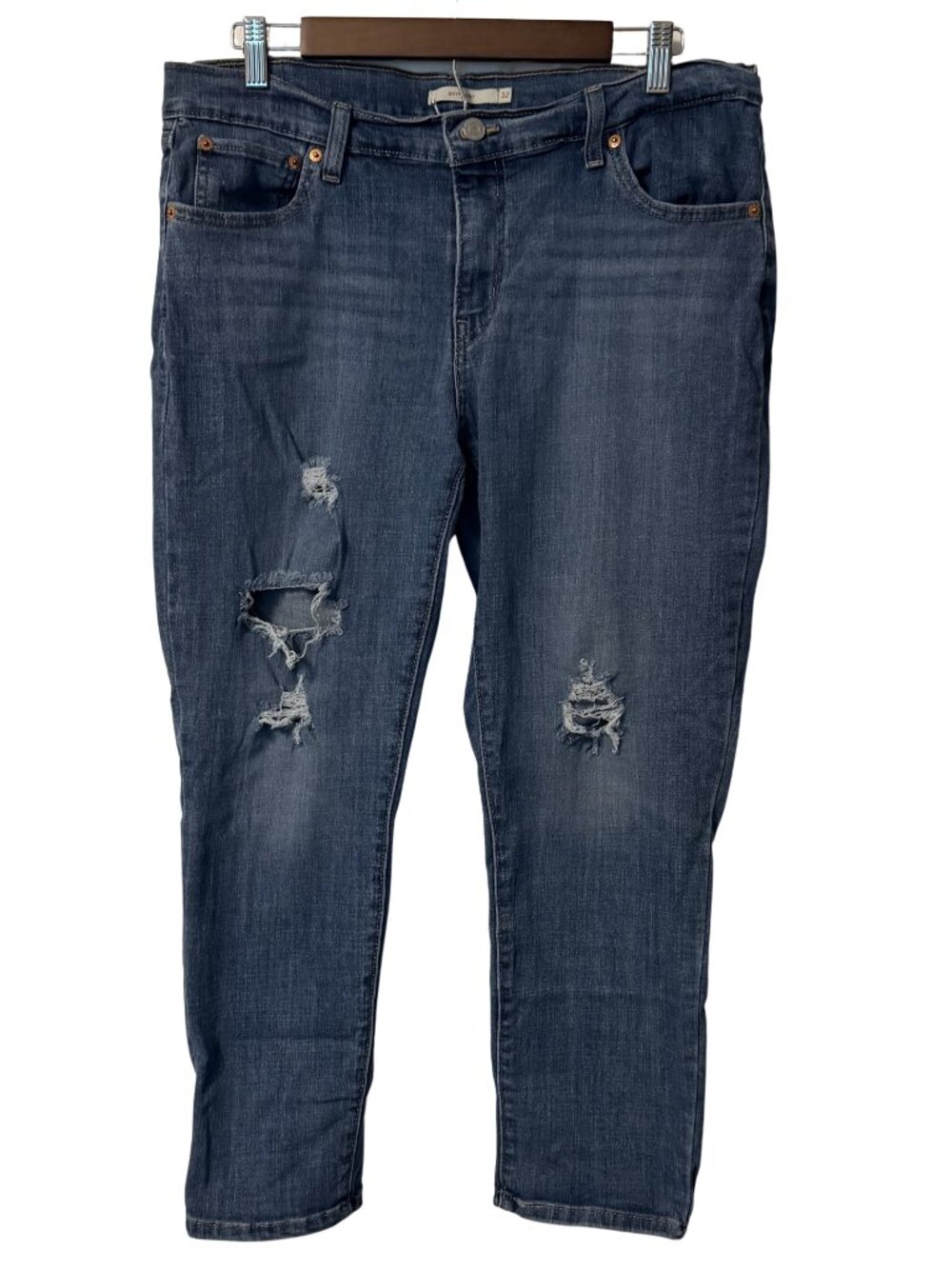 Women's Levi’s Boyfriend Distressed Jeans W32 L27 Medium Wash